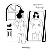 na moda anorexia conceitos vetor