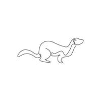 um desenho de linha contínua de doninha engraçada para a identidade do logotipo da empresa. conceito de mascote animal mustelidae para ícone de conservação nacional. ilustração gráfica de vetor moderno desenho de linha única