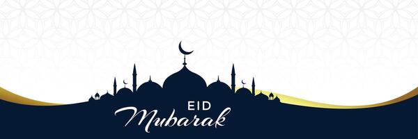 design de banner da mesquita eid mubarak limpo vetor