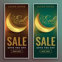 eid Mubarak dourado 3d lua venda faixas vetor