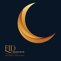 crescente dourado 3d lua para eid Mubarak vetor