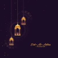 eid al asha adorável fundo com dourado lâmpadas vetor