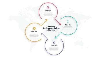 quatro passos direcional linha infográfico modelo Projeto vetor