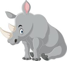 desenho animado rinoceronte sentado isolado em branco fundo vetor