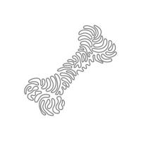 ícone de osso de cachorro desenho de linha única contínua em design moderno plano isolado no fundo branco, símbolo de ração para site da web ou aplicativo móvel. estilo de onda de redemoinho. ilustração gráfica de desenho de uma linha vetor