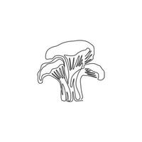 um desenho de linha contínua de cogumelos orgânicos inteiros e saudáveis para a identidade do logotipo da fazenda. conceito de cogumelo fresco para ícone vegetal. ilustração em vetor desenho moderno linha gráfica única