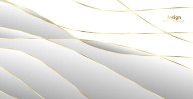 abstrato fundo com ouro ondas. luxo papel cortar fundo, dourado padrão, meio-tom gradientes, cobrir modelo, geométrico formas, moderno mínimo bandeira. 3d ilustração. vetor