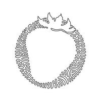 contínua uma linha que desenha morango orgânico inteiro saudável para identidade do logotipo de pomar. conceito de frutas frescas para ícone de jardim de frutas. redemoinho curl círculo estilo de fundo. vetor de desenho de desenho de linha única