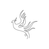 um desenho de linha contínua do elegante pássaro fênix para a identidade do logotipo da empresa. conceito de ícone de negócios de forma animal. ilustração gráfica de desenho vetorial de desenho de linha única dinâmica vetor