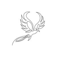um desenho de linha contínua do elegante pássaro fênix para a identidade do logotipo da empresa. conceito de ícone de negócios de forma animal. ilustração gráfica de desenho vetorial moderna linha única