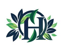 folha mundo carta h logotipo ilustração vetor