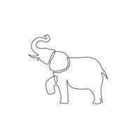 um desenho de linha contínuo da identidade do logotipo da empresa do grande elefante fofo. conceito de ícone animal do zoológico africano. linha única moderna desenhar design gráfico ilustração vetorial vetor