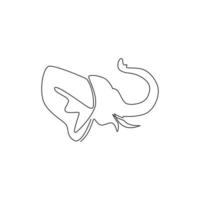 um único desenho de linha da identidade do logotipo corporativo do grande elefante fofo. conceito de ícone de animais de zoológico de mamíferos. ilustração gráfica de desenho vetorial linha contínua moderna vetor