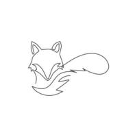 desenho de linha única contínua da identidade do logotipo corporativo do fofo fox. conceito de ícone de animais de zoológico de mamíferos. ilustração moderna de desenho vetorial gráfico de uma linha vetor