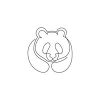 desenho de linha única contínua da cabeça do panda engraçado para a identidade do logotipo da corporação. conceito de ícone de empresa da forma de animal mamífero bonito. tendência de uma linha desenhar ilustração gráfica do vetor