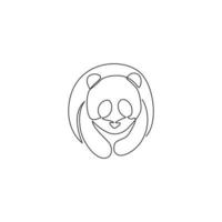 desenho de linha única contínua do panda engraçado para a identidade do logotipo da corporação. conceito de ícone de empresa da forma de animal mamífero bonito. ilustração gráfica de vetor de desenho dinâmico de uma linha
