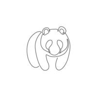 um único desenho de linha do panda fofo para a identidade do logotipo da empresa. conceito de ícone de corporação de negócios da china urso forma animal. linha contínua moderna desenhar design ilustração gráfica de vetor