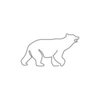 um desenho de linha contínua de urso elegante para a identidade do logotipo da empresa. conceito de ícone de negócios da forma de animal mamífero selvagem. ilustração de design gráfico vetorial de desenho de linha única dinâmica vetor