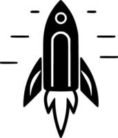 foguete - Preto e branco isolado ícone - ilustração vetor