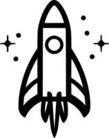 foguete - Preto e branco isolado ícone - ilustração vetor