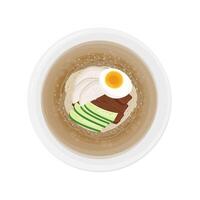 coreano Comida frio trigo sarraceno Macarrão naengmyeon vetor