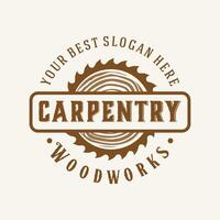 retro vintage, carpintaria madeira logotipo modelo vetor