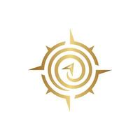 logotipo da bússola de ouro vetor