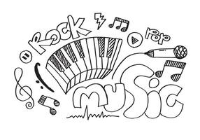 fundo de música mão desenhada ilustração de conjunto de música. ilustrações de imagens de música, conceito de design. vetor