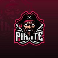 pirata mascote esport logotipo vetor