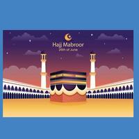 hajj mabrour celebração com sagrado kaaba vetor