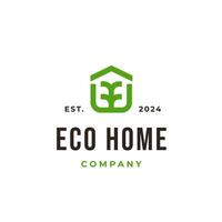 eco casa árvore ramo ícone símbolo logotipo modelo vetor