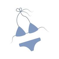plano ilustração do uma roxa bikini roupa de banho ícone em uma branco fundo. vetor
