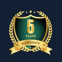 5 anos garantia Distintivos, logotipo, símbolo, rótulo e imagem vetor