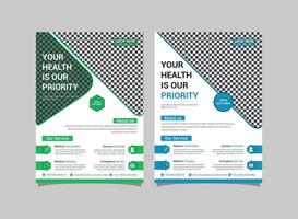 cuidados de saúde e médico corporativo folheto ou poster projeto, folheto folheto disposição modelo Projeto vetor