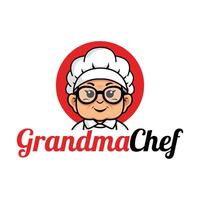 Avó chefe de cozinha mascote logotipo ilustração vetor