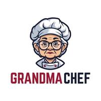 Avó chefe de cozinha logotipo mascote ilustração vetor