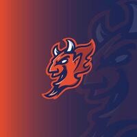 design do logotipo do mascote do diabo esport vetor
