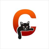 c carta e gato logotipo ilustração Projeto vetor