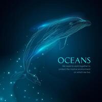 mundo oceanos dia Projeto modelo com baleias vetor