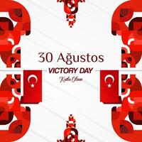Peru vitória dia quadrado bandeira dentro moderno geométrico estilo com vermelho monocromático cor. turco nacional dia cumprimento cartão modelo ilustração em agosto 30. feliz vitória dia Peru vetor