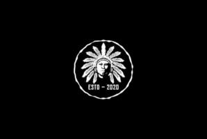 vetor de design de logotipo vintage chefe indiano tribo nativo