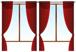 Janelas com cortinas vermelhas vetor