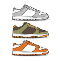 tênis sapato conjunto coleção com diferente cor. tênis lado Visão plano Projeto conceito. ícone logotipo ilustração. vetor