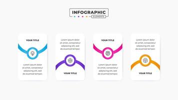 o negócio bandeira rótulo infográfico Projeto modelo com 4 passos ou opções vetor