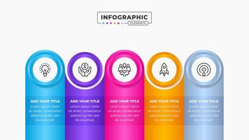 o negócio processo infográfico Projeto modelo com 5 passos vetor