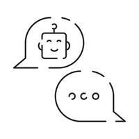 robô ícone. chatbot ícone. fofa sorridente robô. esboço robô placa. plano linha desenho animado ilustração. voz Apoio, suporte serviço robô. virtual conectados apoiar. vetor