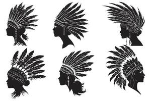 nativo americano indiano tribal chefe pena chapéu, mão desenhado nativo americano indiano cocar, americano tribal chefe cocar penas. vetor