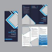 capa de relatório anual de folheto com três dobras de negócios, capa de folheto corporativo com três dobras de marketing digital ou design de folheto. apresentação do folheto. catálogo com fundo geométrico abstrato. modelo moderno vetor