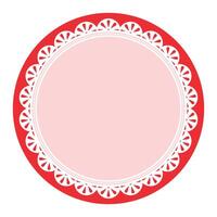 simples elegante vermelho circular quadro, Armação decorado com volta recortado renda Projeto vetor