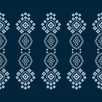 tradicional étnico motivos ikat geométrico tecido padronizar Cruz ponto.ikat bordado étnico oriental pixel marinha azul fundo. abstrato, ilustração. textura, decoração, papel de parede. vetor